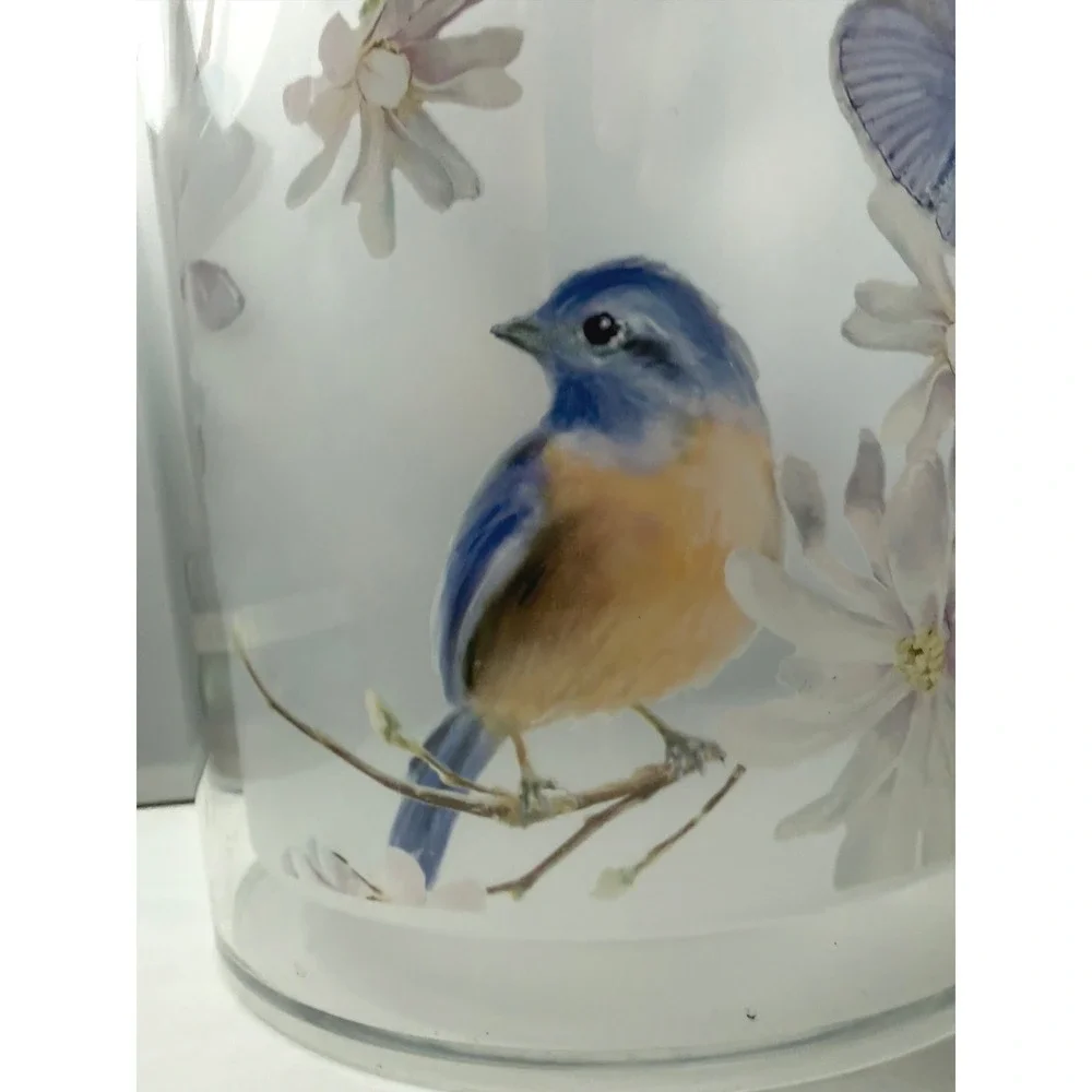 Vintage Ice Bucket Butterfly Bird Floral